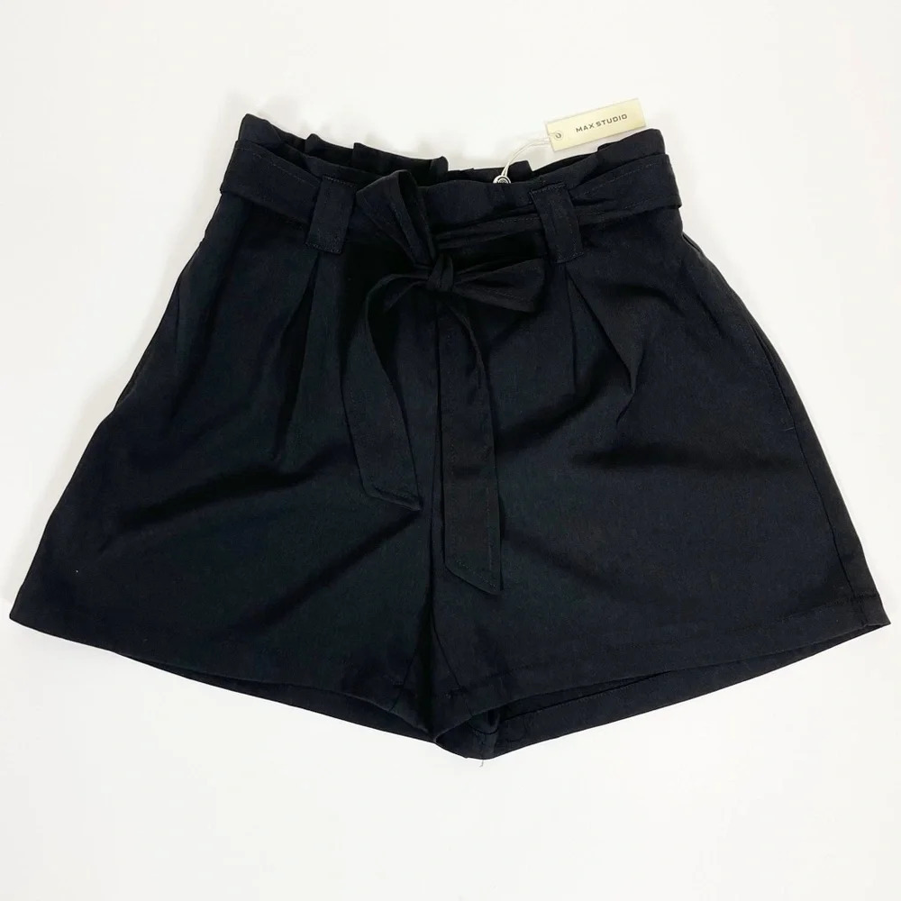 NEW Max Studio Shorts Womens Size Small Black Bow Tie NWT